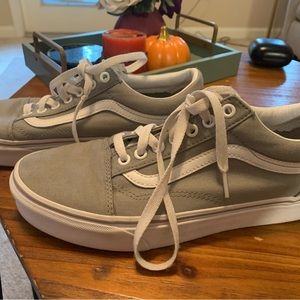 Gray/White Vans Shoes Lace Up, Sz 8.5 for Women